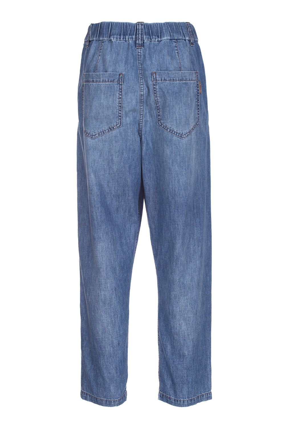 shop BRUNELLO CUCINELLI Saldi Jeans: Brunello Cucinelli pantalone in tessuto denim di cotone leggero.
Vita con elastico e passanti per cintura.
Over size fit.
Composizione: 100% cotone.
Fabbricato in Italia.. MH192P5743-C8324 number 2569849